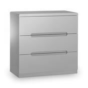 Manhattan 3 Drawer Chest of Drawers 81cm - Grey High Gloss image