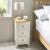 Somerset Truffle Grey and Oak Compact 3 Drawer Bedside Table 34cm - Truffle/Oak image