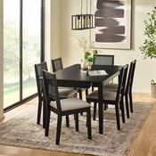Knoxley 6 Seater Dining Set - Black Oak Veneer Table and Chairs image
