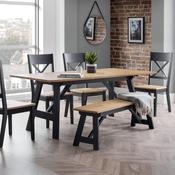 Hockley 190cm Black/Oak Dining Table - 6 Seater Kitchen Table image