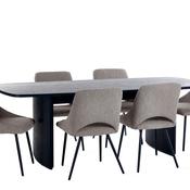 Louis Dining Set - Extending Table and 6 Iris Grey Chairs image