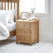 Mallory 3 Drawer Bedside Table 48cm - Oak image