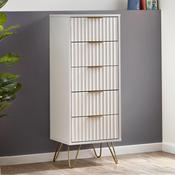 Murano 5 Drawer Tallboy Chest of Drawers 45cm - White image