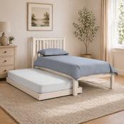 Barcelona 90cm Single White Bed Frame with Hideaway pull-out Trundle image