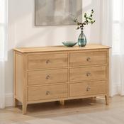 Cotswold 6 Drawer Wide Chest of Drawers 120cm - Oak image