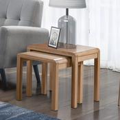 Curve Oak Nesting Tables - Space Saving Living Room Set image