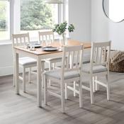 Coxmoor Two Tone Oak Top Rectangular Dining Table Set with 4 Ivory Wooden Dining Chairs image