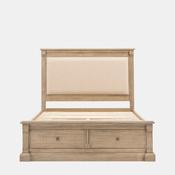 Burton King Bed Weathered Wood with Upholstered Headboard and 2 Drawers image