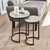 Staten 40cm Concrete/Black Side Table - Living Room Accent Table image
