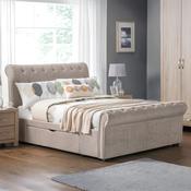 Ravello 150cm King Beige Chenille Storage Bed Frame with 2 Drawers image