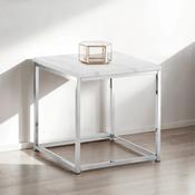 Scala 50cm White Marble &amp; Chrome Side Table - Living Room Accent Table image