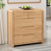 Curve 3+2 Drawer Chest of Drawers 85cm - Oak image