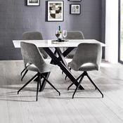 Bradley Ceramic Marble Effect Rectangular Dining Table Set with 4 Jonah Chenille Upholstered Dining Chairs image