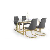 Minori 4 Seater Dining Set - Glass/Gold Table and Chairs image