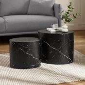 Toba Black Marble Effect Nesting Tables - Space Saving Living Room Set