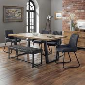 Brooklyn Dining Set - Oak Rectangular Dining Table 1 Grey Soho Bench and 4 Grey Soho Chairs image
