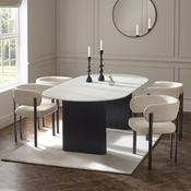 Bolivia 4 Seater Dining Set - Stone Effect Printed GlassCream Table and Chairs image