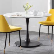 Holland 120cm White Marble Effect &amp; Black Dining Table - 4 Seater Kitchen Table image