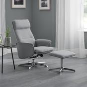 Aria Grey Linen Recliner Chair with Stool image