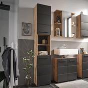 Vista 34cm Bathroom Storage Cabinet - Viking Oak and Black image
