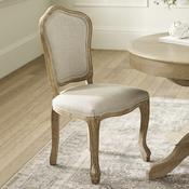 Camille Set of 2 Oatmeal Linen Upholstered Dining Chairs with French Style Legs image