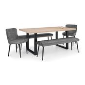 Berwick Rectangular Dining Table 2 Luxe Low Benches and 2 Luxe Chairs image