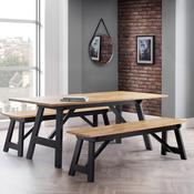 Hockely 10 Seater Dining Set - Black/Oak Table and Chairs image