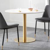 Palermo 100cm White Marble Effect &amp; Gold Dining Table - 4 Seater Kitchen Table image