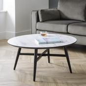 Firenze 90cm White Marble/Black Coffee Table - Living Room Table image