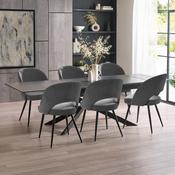 Osaka Black 160 to 240cm Extending Dining Table Set with 6 Grey Chenille Uplholseted Ella Dining Chairs image