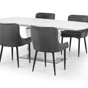 Como Dining Set - White High Gloss Table and 4 Grey Luxe Chairs image
