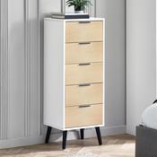 Alba 5 Drawer Narrow Chest of Drawers 45cm - White/Oak image