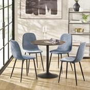 Nero 80cm Round Dining Table Set with 4 Lottie Chenille Upholstered Dining Chairs image