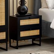 Padstow 2 Drawer Bedside Table 50cm - Black image