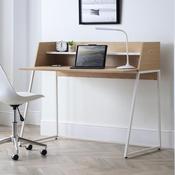 Palmer 120cm Oak Effect Home Office Desk - Storage Shelf - White and Oak image