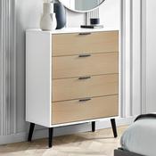 Alba 4 Drawer Wide Chest of Drawers 78cm - White/Oak image