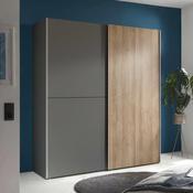 Berno Light Oak and Dark Grey Sliding 2 Door Wardrobe 170cm image