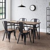 Grafton 4 Seater Dining Set - Mocha Elm/Black Table and Chairs image