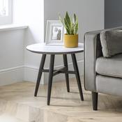 Firenze 60cm White Marble/Black Side Table - Living Room Accent Table image