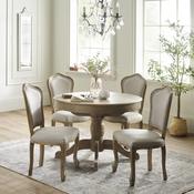Camille Round Limed Oak Extending Dining Table Set with 4 Upholstered Chairs image