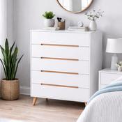 Alicia 5 Drawer Chest of Drawers 90cm - White