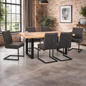 Berwick Rectangular Oak Effect Dining Table Set with 6 Brooklyn Grey Faux Suede Dining Chairs image