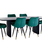 Louis Dining Set - Extending Table and 6 Hadid Green Chairs image