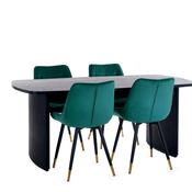 Louis Dining Set - Extending Table and 4 Hadid Green Chairs image