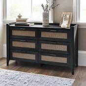 Sydney 6 Drawer Wide Chest of Drawers 120cm - Black image