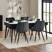Louis 160cm Marble Effect Dining Table - 6 Seater Kitchen Table image