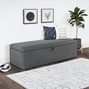 Sorrento 140cm Grey Linen Storage Bench - Bedroom Blanket Box image