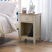 Salerno Shaker Ivory/ Oak 1 Drawer Bedside Table 45cm - Ivory / Oak image