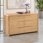 Curve 6 Drawer Wide Chest of Drawers 120cm - Oak image