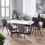 Olympus Dining Set - White Marble Effect Table and 6 Grey Burgess Chairs image